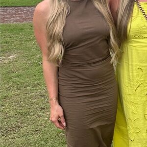 Zara Chic Brown Midi Dress